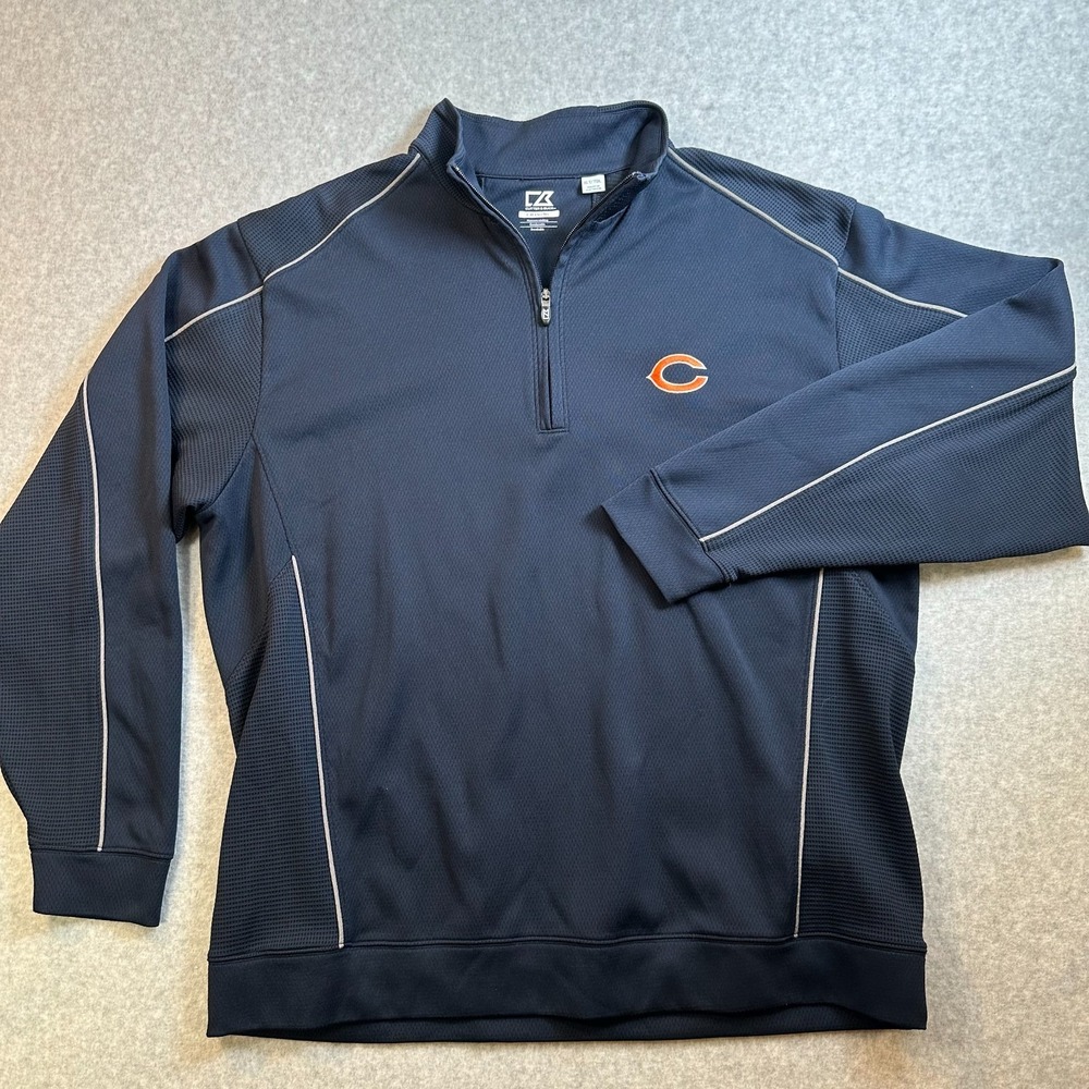 Cutter & Buck Chicago Bears Pullover Mens XLT Navy DryTec 1/4 Zip NFL Football